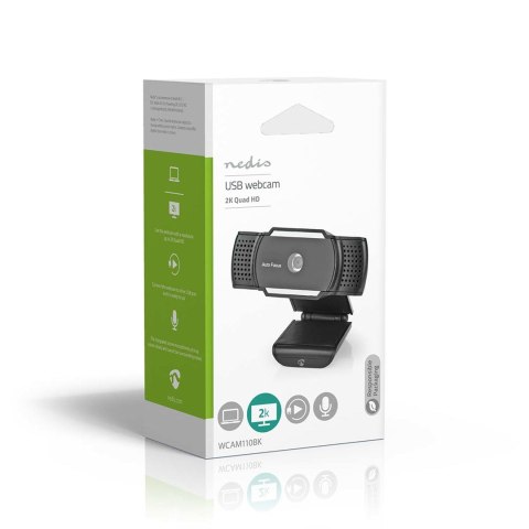 Nedis WCAM110BK kamera internetowa 5 MP 2592 x 1944 px USB 2.0 Czarny Nedis WCAM110BK kamera internetowa 5 MP 2592 x 1944 px USB 2.0 Czarny
