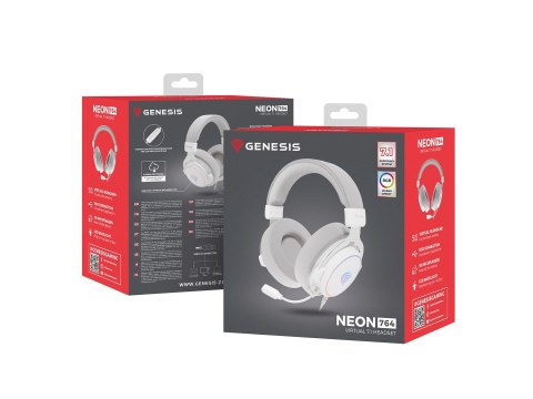GENESIS Neon 764 Zestaw słuchawkowy Przewodowa Opaska na głowę Gaming USB Typu-A Biały GENESIS Neon 764 Zestaw słuchawkowy Przewodowa Opaska na głowę Gaming USB Typu-A Biały