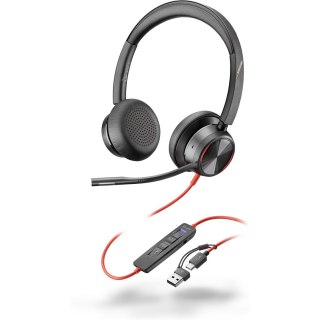 POLY Zestaw słuchawkowy Blackwire 8225 Stereo USB-C z certyfikatem Microsoft Teams + przejściówka USB-C/A