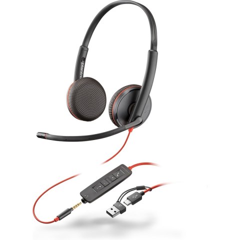 Poly Blackwire 3225 Stereo USB-C Headset +3.5mm Plug +USB-C/A Adapter (Bulk) Poly Blackwire 3225 Stereo USB-C Headset +3.5mm Plug +USB-C/A Adapter (Bulk)