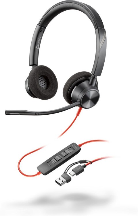 Poly Blackwire 3320 Stereo USB-C Headset +USB-C/A Adapter Poly Blackwire 3320 Stereo USB-C Headset +USB-C/A Adapter