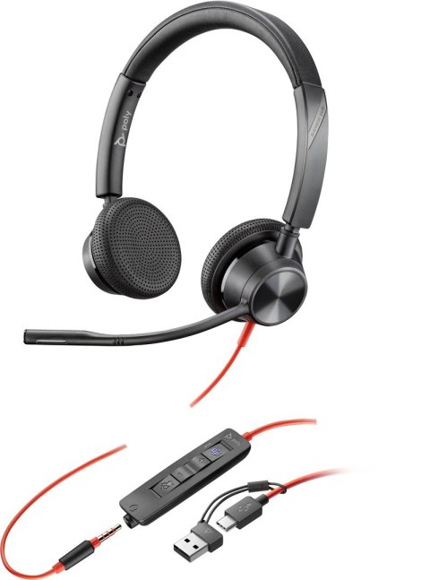 Słuchawki przewodowe POLY Blackwire 3325 Stereo Microsoft Teams Certified USB-C Headset 3.5mm Plug USB-C/A Adapter Przewodowa Op Słuchawki przewodowe POLY Blackwire 3325 Stereo Microsoft Teams Certified USB-C Headset 3.5mm Plug USB-C/A Adapter Przewodowa Op
