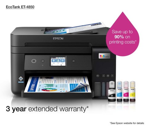 Epson EcoTank ET-4850 Atramentowa A4 4800 x 1200 DPI 33 stron/min Wi-Fi Epson EcoTank ET-4850 Atramentowa A4 4800 x 1200 DPI 33 stron/min Wi-Fi