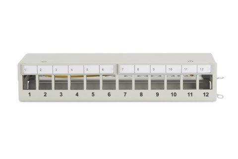 Panel krosowy modularny desktop 12x keystone, ekranowany, szary, prowadnica kabli, pola opisowe Panel krosowy modularny desktop 12x keystone, ekranowany, szary, prowadnica kabli, pola opisowe