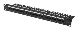 Patch Panel 24 port 1U 19" Kat.6 UTP z organizerem kablowym czarny Lanberg