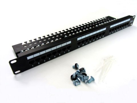 Patch-panel 19" DIGITUS DN-91524U-EC 24xRJ45 U/UTP k.5e 1U czarny prow.