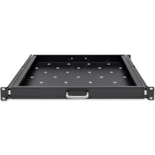 QOLTEC PÓŁKA Z UCHWYTEM DO SZAFY RACK | 600*600 | WYSUWANA | CZARNA