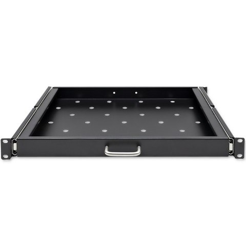 QOLTEC PÓŁKA Z UCHWYTEM DO SZAFY RACK | 600*600 | WYSUWANA | CZARNA