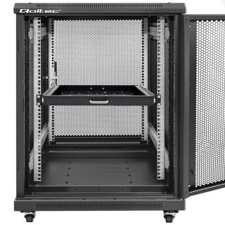 QOLTEC PÓŁKA Z UCHWYTEM DO SZAFY RACK | 600*600 | WYSUWANA | CZARNA