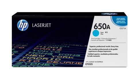HP 650A oryginalny wkład z błękitnym tonerem LaserJet HP 650A oryginalny wkład z błękitnym tonerem LaserJet