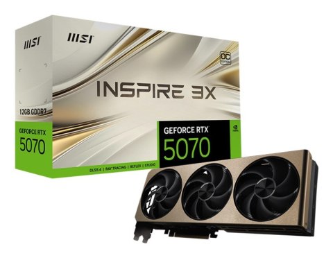Karta graficzna MSI GeForce RTX 5070 12G INSPIRE 3X OC (DLSS 4, 3x DisplayPort, 1x HDMI 2.1) Karta graficzna MSI GeForce RTX 5070 12G INSPIRE 3X OC (DLSS 4, 3x DisplayPort, 1x HDMI 2.1)