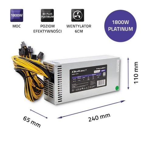 QOLTEC ZASILACZ PCI-E 1800W | 80 PLUS PLATINUM | GAMING MINER QOLTEC ZASILACZ PCI-E 1800W | 80 PLUS PLATINUM | GAMING MINER