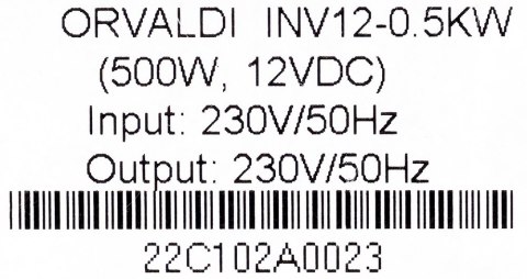 Orvaldi Inverter 12-500W Technologia line-interactive 0,5 kVA Orvaldi Inverter 12-500W Technologia line-interactive 0,5 kVA