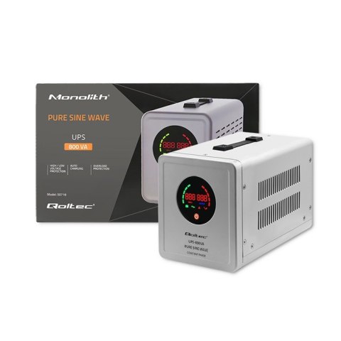 QOLTEC ZASILACZ AWARYJNY PURE SINE WAVE UPS 800VA 560W STAŁA FAZA SZARY QOLTEC ZASILACZ AWARYJNY PURE SINE WAVE UPS 800VA 560W STAŁA FAZA SZARY