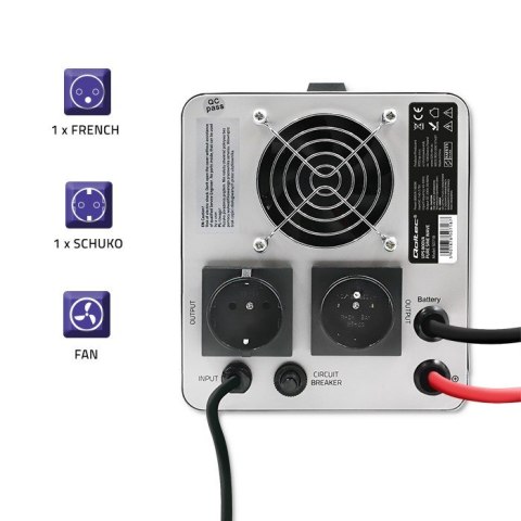 QOLTEC ZASILACZ AWARYJNY PURE SINE WAVE UPS 800VA 560W STAŁA FAZA SZARY QOLTEC ZASILACZ AWARYJNY PURE SINE WAVE UPS 800VA 560W STAŁA FAZA SZARY