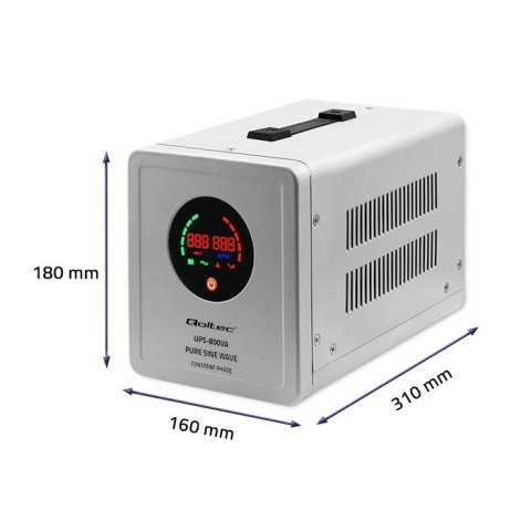 QOLTEC ZASILACZ AWARYJNY PURE SINE WAVE UPS 800VA 560W STAŁA FAZA SZARY QOLTEC ZASILACZ AWARYJNY PURE SINE WAVE UPS 800VA 560W STAŁA FAZA SZARY