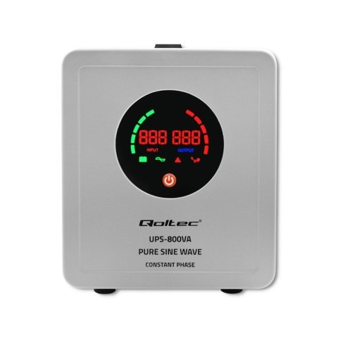 QOLTEC ZASILACZ AWARYJNY PURE SINE WAVE UPS 800VA 560W STAŁA FAZA SZARY QOLTEC ZASILACZ AWARYJNY PURE SINE WAVE UPS 800VA 560W STAŁA FAZA SZARY