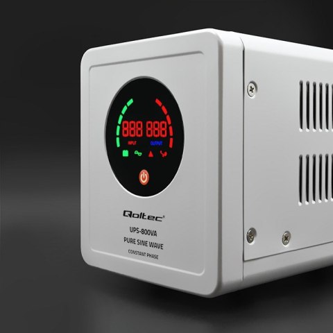 QOLTEC ZASILACZ AWARYJNY PURE SINE WAVE UPS 800VA 560W STAŁA FAZA SZARY QOLTEC ZASILACZ AWARYJNY PURE SINE WAVE UPS 800VA 560W STAŁA FAZA SZARY
