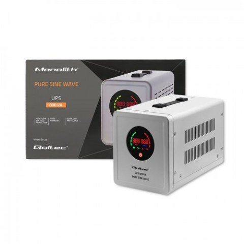 QOLTEC ZASILACZ AWARYJNY PURE SINE WAVE UPS | 800VA | 560W | SZARY QOLTEC ZASILACZ AWARYJNY PURE SINE WAVE UPS | 800VA | 560W | SZARY
