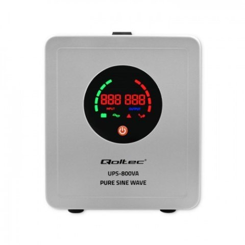 QOLTEC ZASILACZ AWARYJNY PURE SINE WAVE UPS | 800VA | 560W | SZARY QOLTEC ZASILACZ AWARYJNY PURE SINE WAVE UPS | 800VA | 560W | SZARY