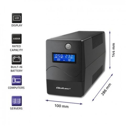 QOLTEC ZASILACZ AWARYJNY UPS 850VA | 480W | LCD | USB | RJ45 QOLTEC ZASILACZ AWARYJNY UPS 850VA | 480W | LCD | USB | RJ45