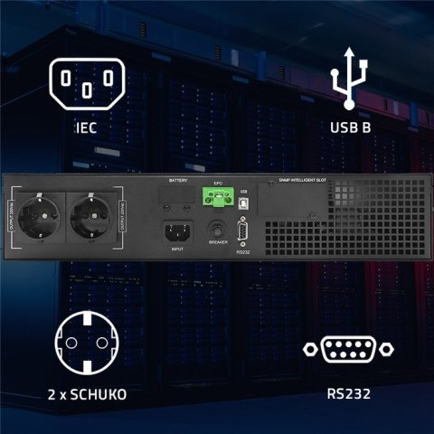 QOLTEC ZASILACZ AWARYJNY UPS DO RACK 1KVA | 1000W | POWER FACTOR 1.0 | LCD | EPO | USB | ON-LINE QOLTEC ZASILACZ AWARYJNY UPS DO RACK 1KVA | 1000W | POWER FACTOR 1.0 | LCD | EPO | USB | ON-LINE
