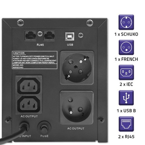 QOLTEC ZASILACZ AWARYJNY UPS LINE INTERACTIVE | MONOLITH | 2000VA | 1200W | LCD | USB QOLTEC ZASILACZ AWARYJNY UPS LINE INTERACTIVE | MONOLITH | 2000VA | 1200W | LCD | USB