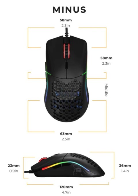 Glorious PC Gaming Race Model O- myszka Po prawej stronie USB Typu-A Optyczny 3200 DPI Glorious PC Gaming Race Model O- myszka Po prawej stronie USB Typu-A Optyczny 3200 DPI