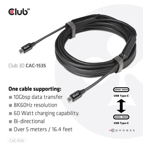 Kabel USB Club3D CAC-1535 (USB 3.2 Gen2 Type C Kabel USB Club3D CAC-1535 (USB 3.2 Gen2 Type C