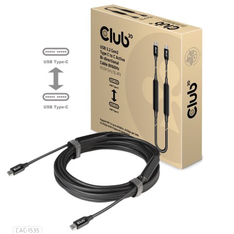 Kabel USB Club3D CAC-1535 (USB 3.2 Gen2 Type C Kabel USB Club3D CAC-1535 (USB 3.2 Gen2 Type C