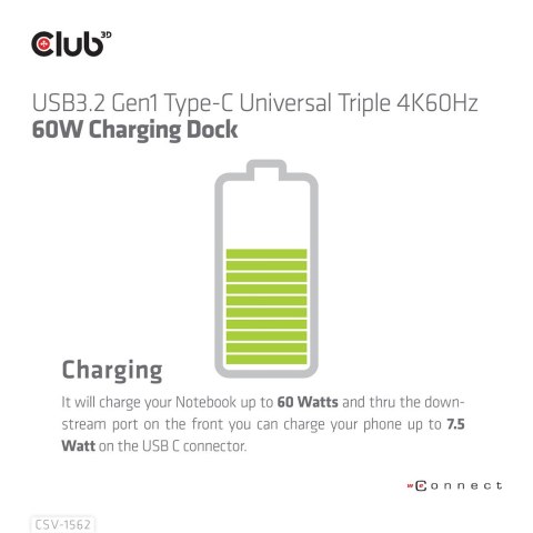 CLUB3D CSV-1562 stacja dokująca Dokujący USB 3.2 Gen 1 (3.1 Gen 1) Type-C Czarny CLUB3D CSV-1562 stacja dokująca Dokujący USB 3.2 Gen 1 (3.1 Gen 1) Type-C Czarny