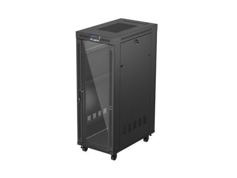 Szafa instalacyjna rack stojąca 19" 32U 600x1000 czarna drzwi przeszklone LCD Lanberg (flat pack) Szafa instalacyjna rack stojąca 19" 32U 600x1000 czarna drzwi przeszklone LCD Lanberg (flat pack)