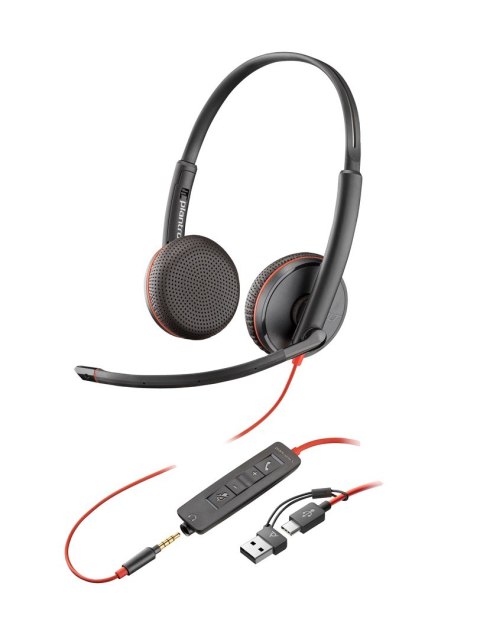 POLY Zestaw słuchawkowy Blackwire 3225 Stereo USB-C + wtyczka 3,5 mm + przejściówka USB-C/A POLY Zestaw słuchawkowy Blackwire 3225 Stereo USB-C + wtyczka 3,5 mm + przejściówka USB-C/A