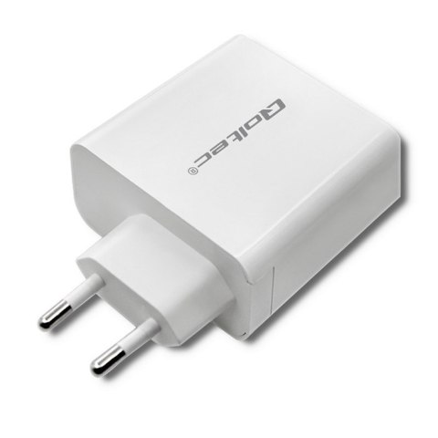 Qoltec 51715 Ładowarka sieciowa | 63W | 5-20V | 1.5-3A | USB typ C PD | USB QC 3.0 | Biała