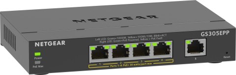 NETGEAR 5-Port Gigabit Ethernet High-Power PoE+ Plus Switch (GS305EPP) Zarządzany L2/L3 Gigabit Ethernet (10/100/1000) Obsługa P NETGEAR 5-Port Gigabit Ethernet High-Power PoE+ Plus Switch (GS305EPP) Zarządzany L2/L3 Gigabit Ethernet (10/100/1000) Obsługa P