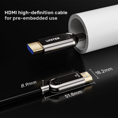 UNITEK KABEL OPTYCZNY HDMI 2.1 Active Optical Cable 8K / 4K 144Hz 10M UNITEK KABEL OPTYCZNY HDMI 2.1 Active Optical Cable 8K / 4K 144Hz 10M