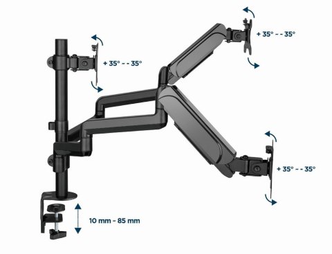 Gembird MA-DA3-01 Regulowane biurkowe ramię na 3 monitory, 17"-27", do 7 kg Gembird MA-DA3-01 Regulowane biurkowe ramię na 3 monitory, 17"-27", do 7 kg