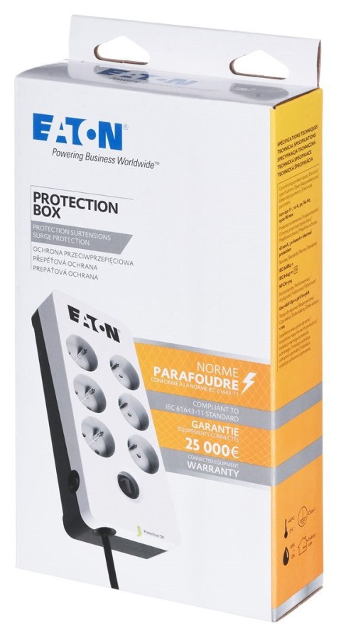 Listwa przeciwprzepięciowa EATON PB6F (6 x UTE; 10 A; kolor biały) Listwa przeciwprzepięciowa EATON PB6F (6 x UTE; 10 A; kolor biały)