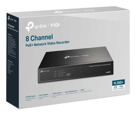 Rejestrator sieciowy TP-LINK VIGI NVR1008H-8P, 8 kanałów PoE+