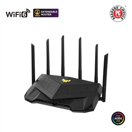 ASUS TUF Gaming AX6000 (TUF-AX6000) router bezprzewodowy Gigabit Ethernet Dual-band (2.4 GHz/5 GHz) Czarny ASUS TUF Gaming AX6000 (TUF-AX6000) router bezprzewodowy Gigabit Ethernet Dual-band (2.4 GHz/5 GHz) Czarny