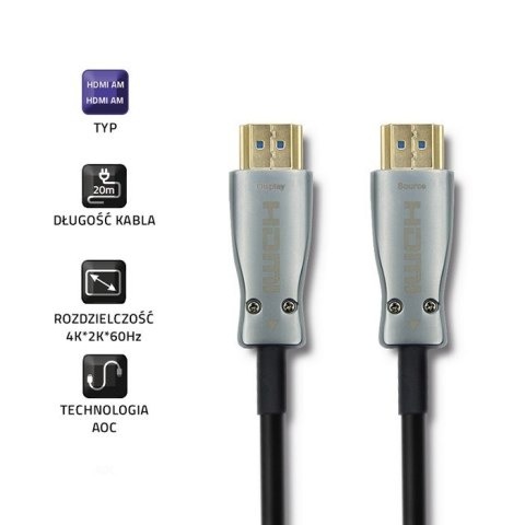 QOLTEC KABEL HDMI V2.0 A MĘSKI / A MĘSKI | AOC | 10M QOLTEC KABEL HDMI V2.0 A MĘSKI / A MĘSKI | AOC | 10M