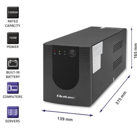 QOLTEC ZASILACZ AWARYJNY UPS LINE INTERACTIVE MONOLITH | 1200VA | 720W QOLTEC ZASILACZ AWARYJNY UPS LINE INTERACTIVE MONOLITH | 1200VA | 720W