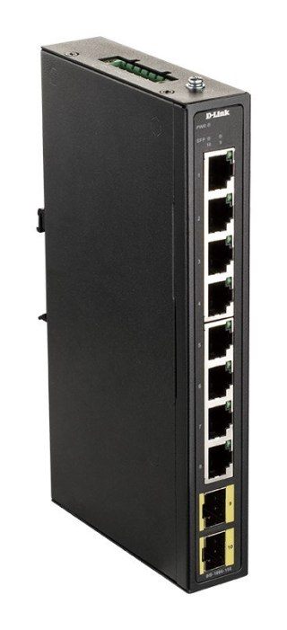 Przemysłowy gigabitowy przełącznik niezarządzalny D-Link z 2 gniazdami SFP - szyna DIN