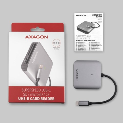 Axagon CRE-S3C czytnik kart USB 3.2 Gen 1 (3.1 Gen 1) Type-C Szary