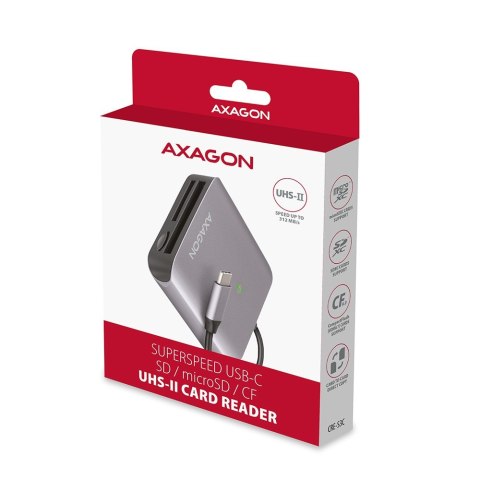 Axagon CRE-S3C czytnik kart USB 3.2 Gen 1 (3.1 Gen 1) Type-C Szary