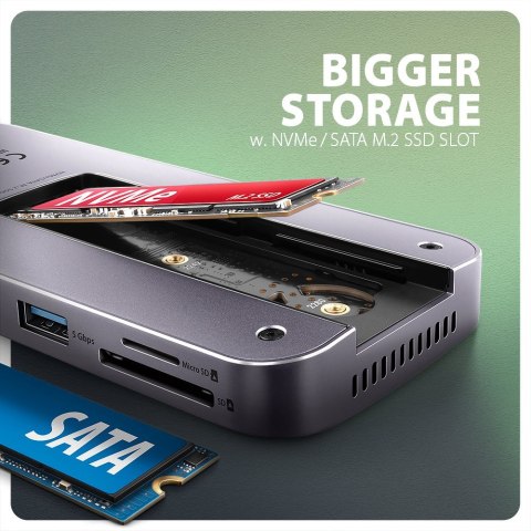 Axagon HMC-12GM2 stacja dokująca Przewodowa USB 3.2 Gen 2 (3.1 Gen 2) Type-C Szary