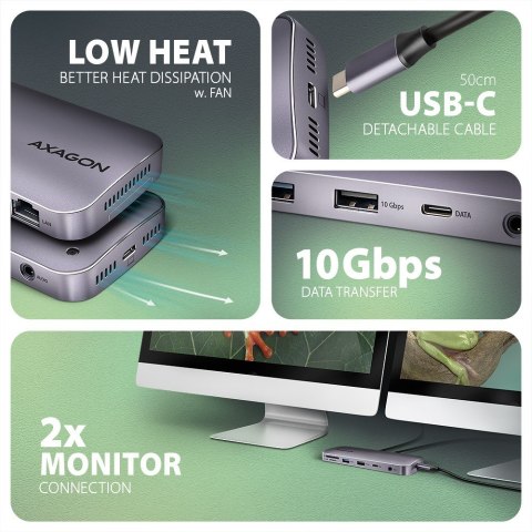 Axagon HMC-12GM2 stacja dokująca Przewodowa USB 3.2 Gen 2 (3.1 Gen 2) Type-C Szary