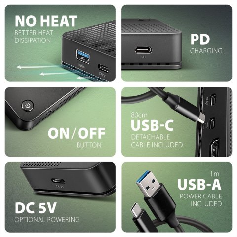 Axagon HMC-U4 stacja dokująca Przewodowa USB4 Czarny Axagon HMC-U4 stacja dokująca Przewodowa USB4 Czarny