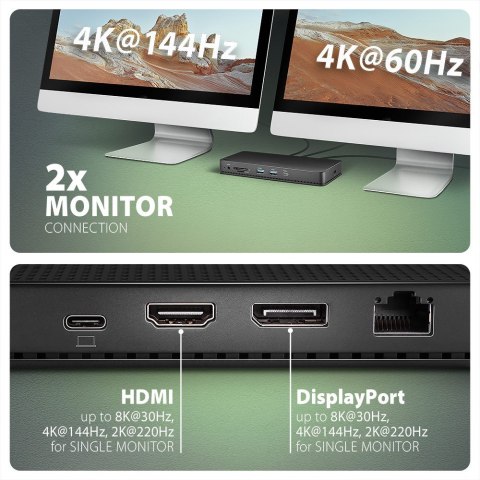 Axagon HMC-U4 stacja dokująca Przewodowa USB4 Czarny Axagon HMC-U4 stacja dokująca Przewodowa USB4 Czarny