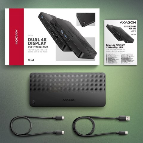 Axagon HMC-U4 stacja dokująca Przewodowa USB4 Czarny Axagon HMC-U4 stacja dokująca Przewodowa USB4 Czarny